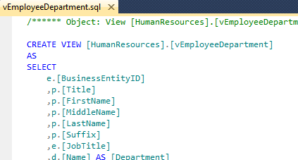 Resultant generated .sql file